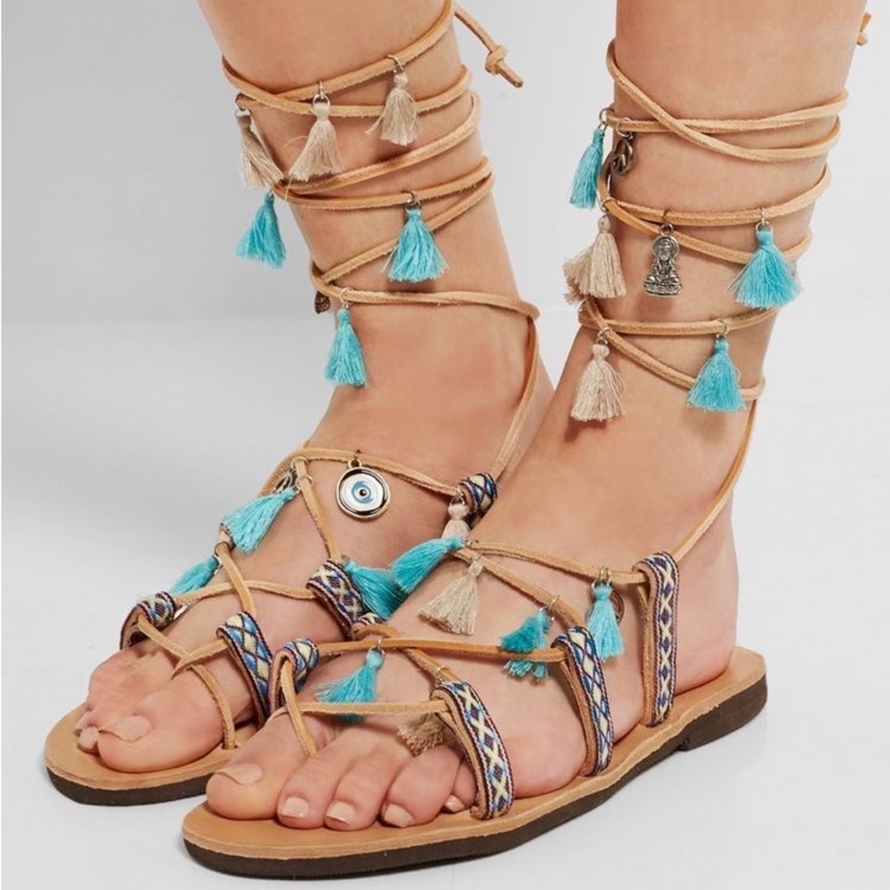 Mabu by Maria BK tie up evil eye gladiator tassel sandals